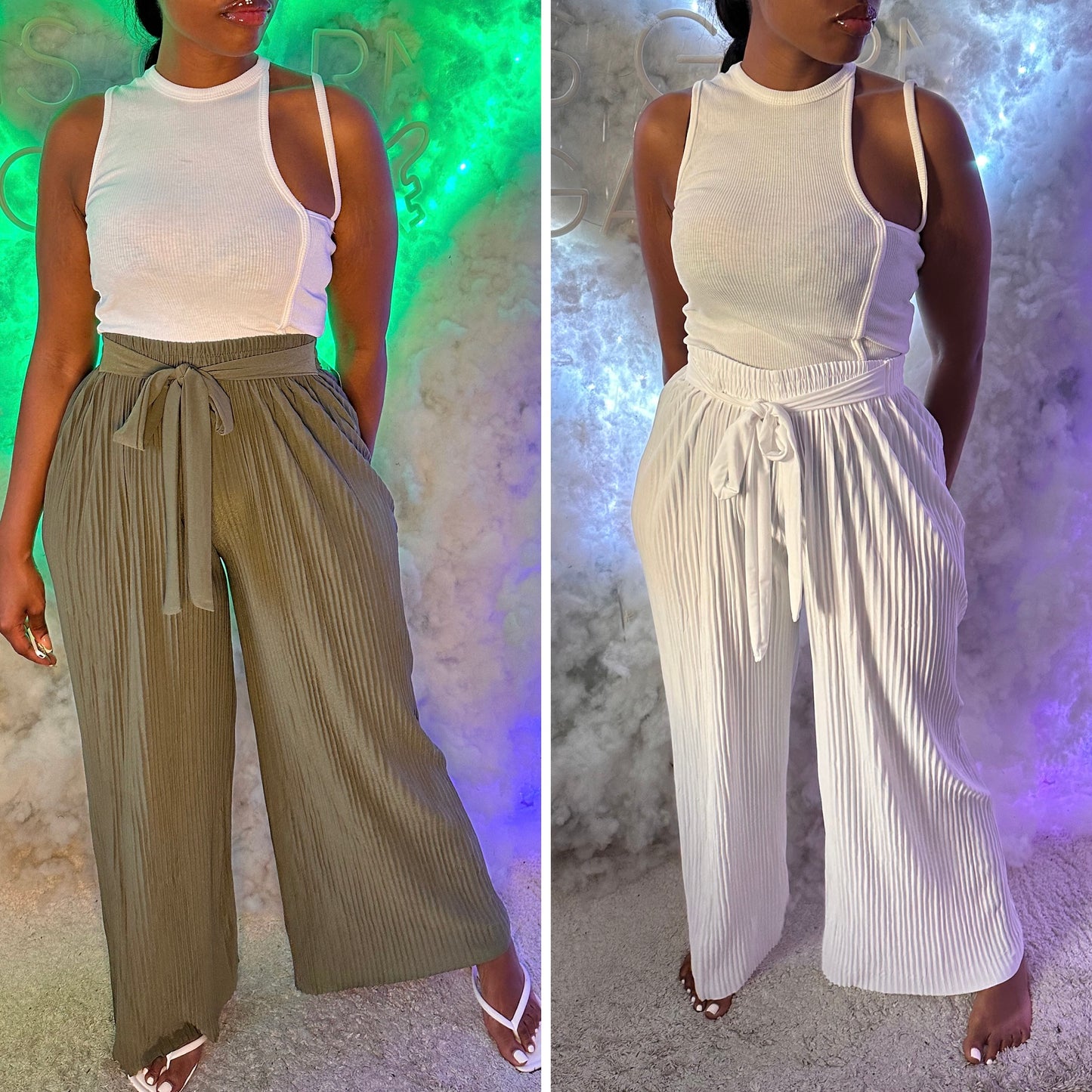 Adjustable Pleated Trousers